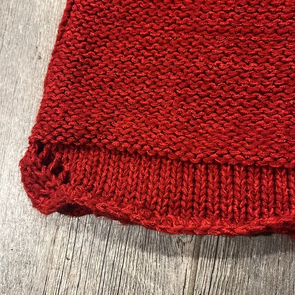 Easel Vibrant Scarlet Red Oversized Exposed Seam Round Neck Sweater - Picture 9 of 13